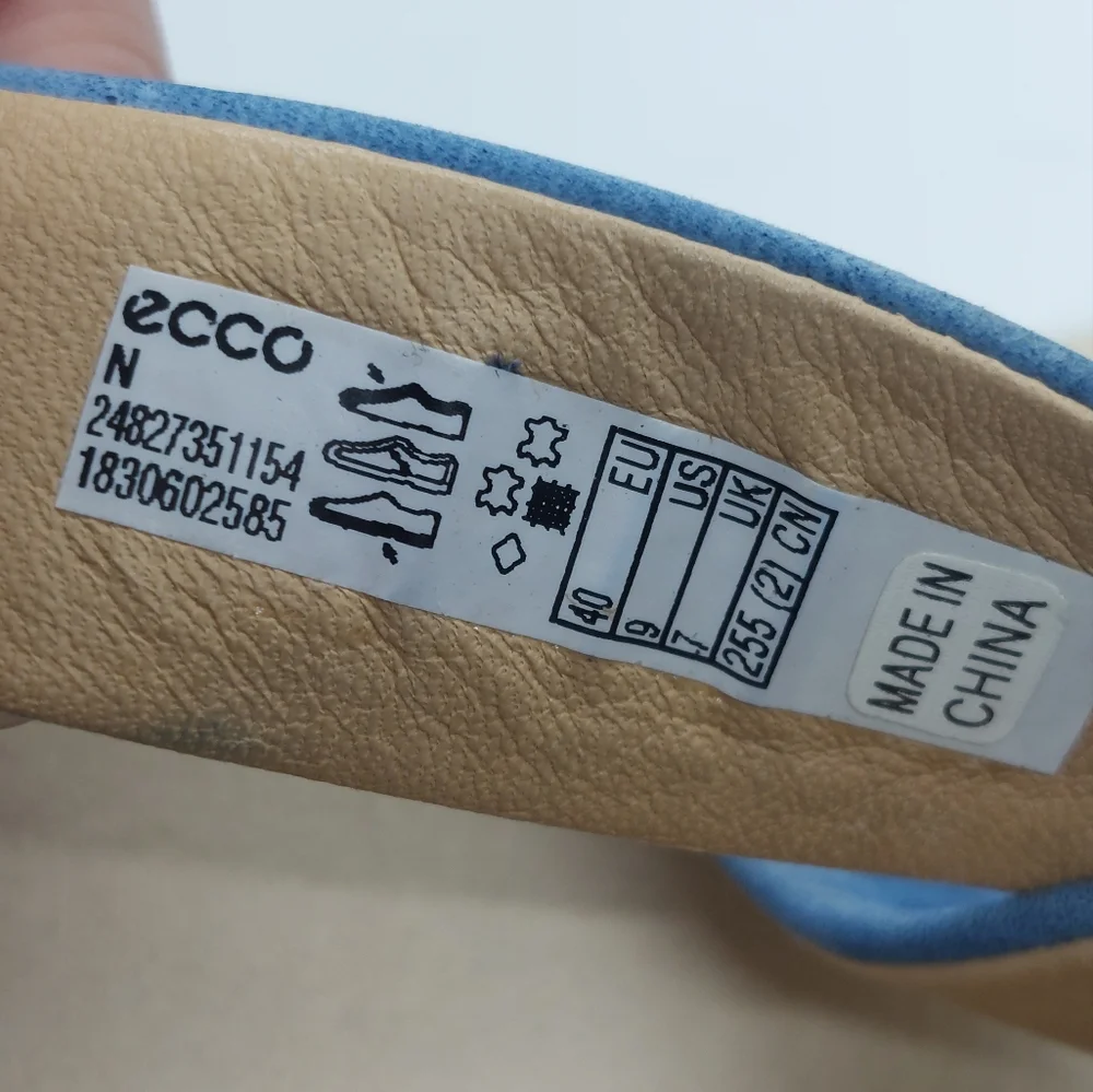 ECCO Damara Blue Criss-Cross Suede Leather Strappy Flat Sandals Shoes Women's 9